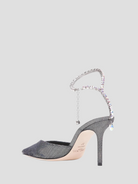 Saeda 85mm Silver Metallic Disco Suede with Crystal Embellishment,Jimmy Choo,- Fivestory New York