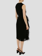 Elizabeth Feather Midi Dress in Black,Huishan Zhang,- Fivestory New York