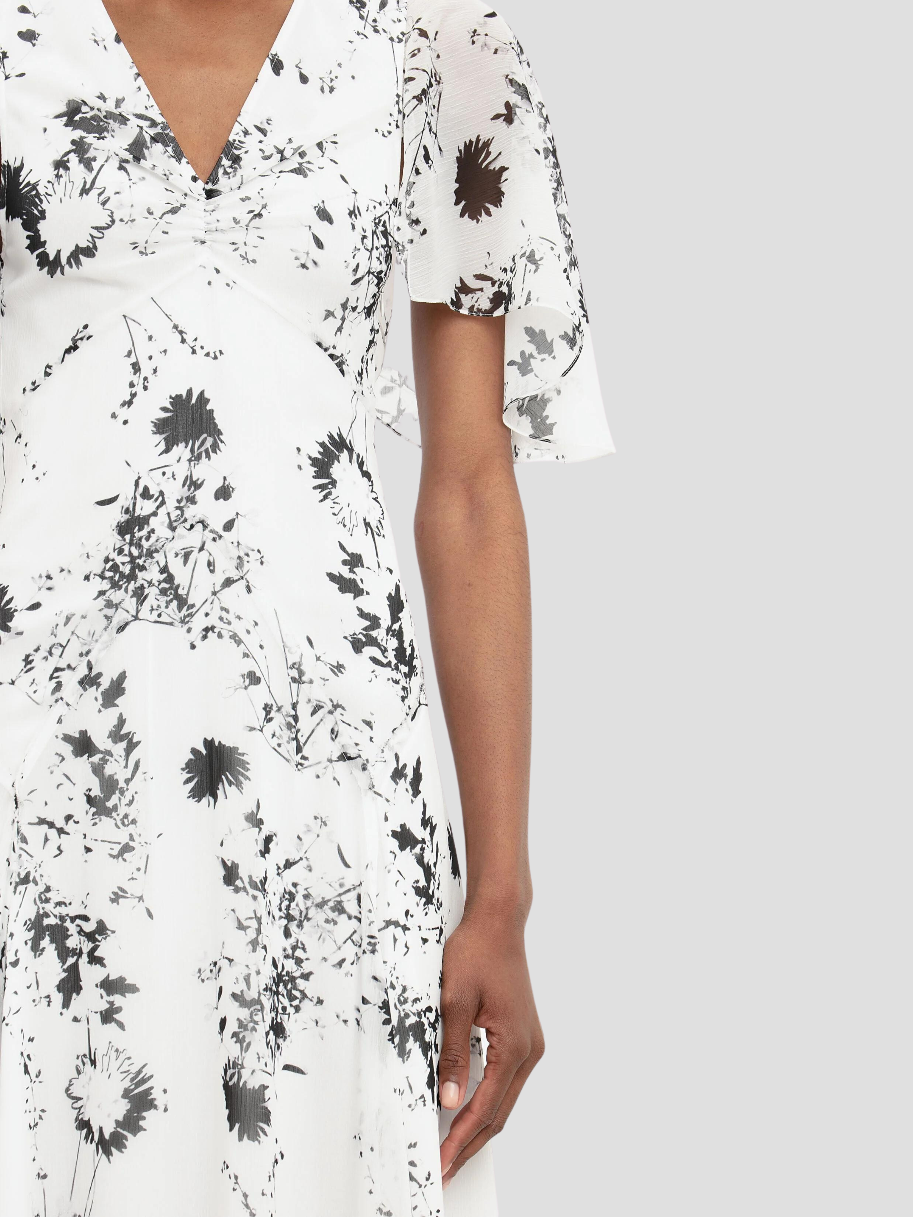 White/Black Short Sleeve Floaty Godet Dress,VICTORIA BECKHAM,- Fivestory New York