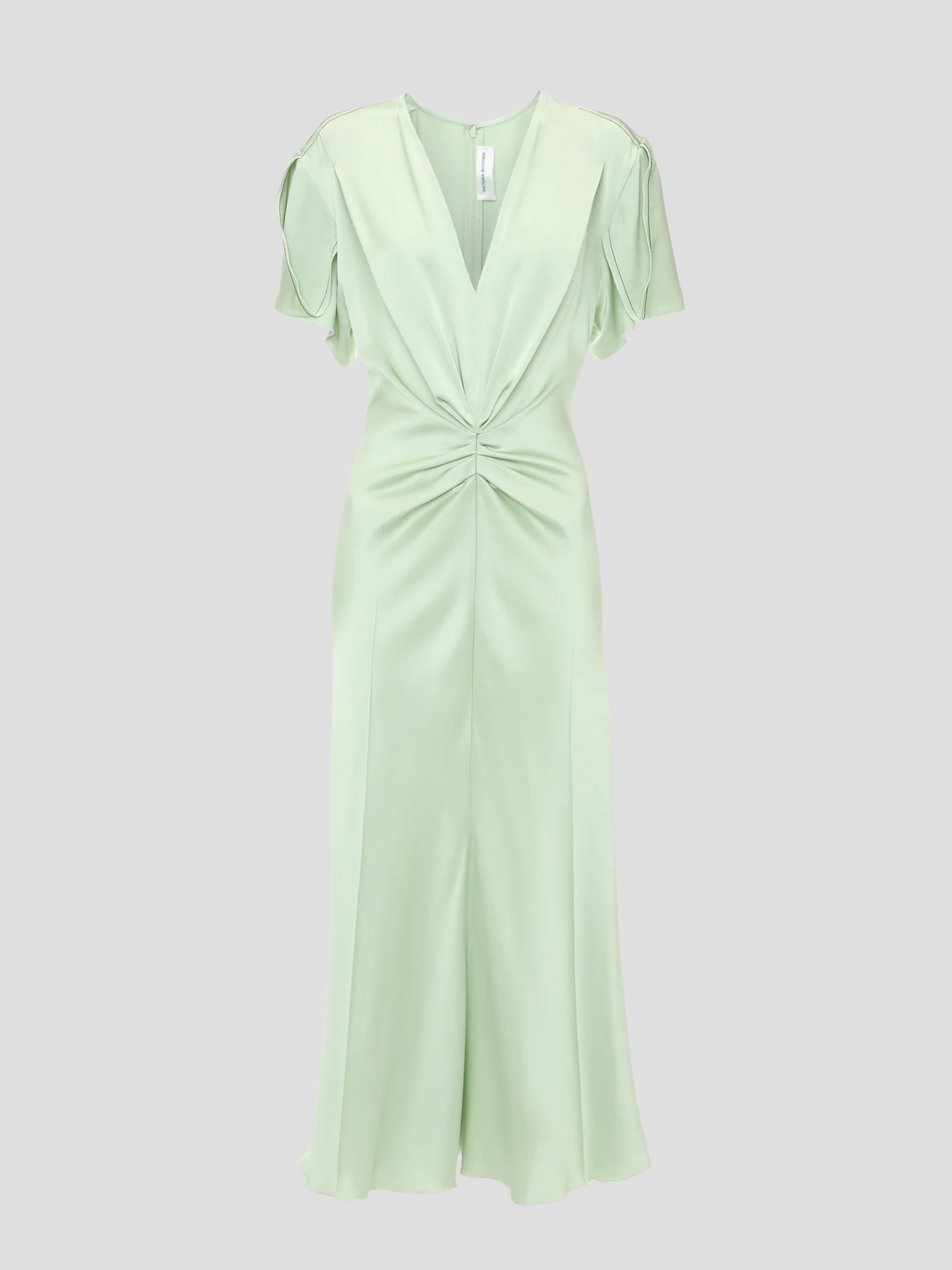 victoria beckham dresses Victoria Beckham | GATHERED V-NECK MIDI DRESS IN JADE