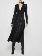 Twist Front Midi Dress in Black,Prabal Gurung,- Fivestory New York