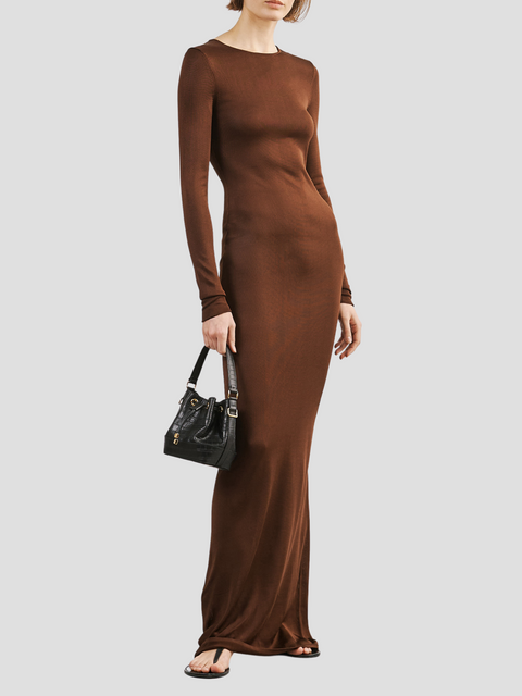 Chestnut Caper Knitted Dress,Nili Lotan,- Fivestory New York