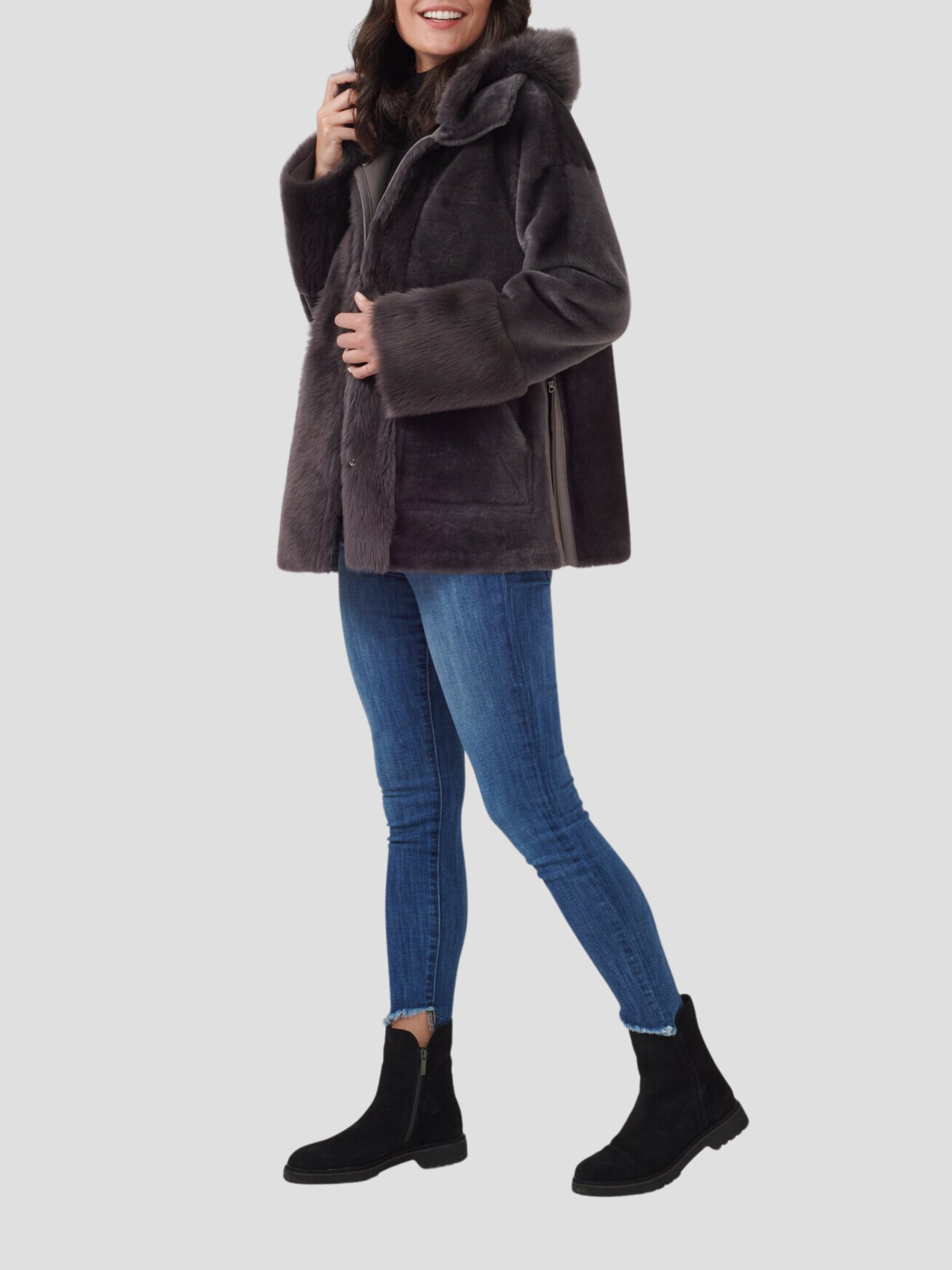 Kinsley Shearling Leather Reversible Coat in Espresso,GRENN PILOT,- Fivestory New York