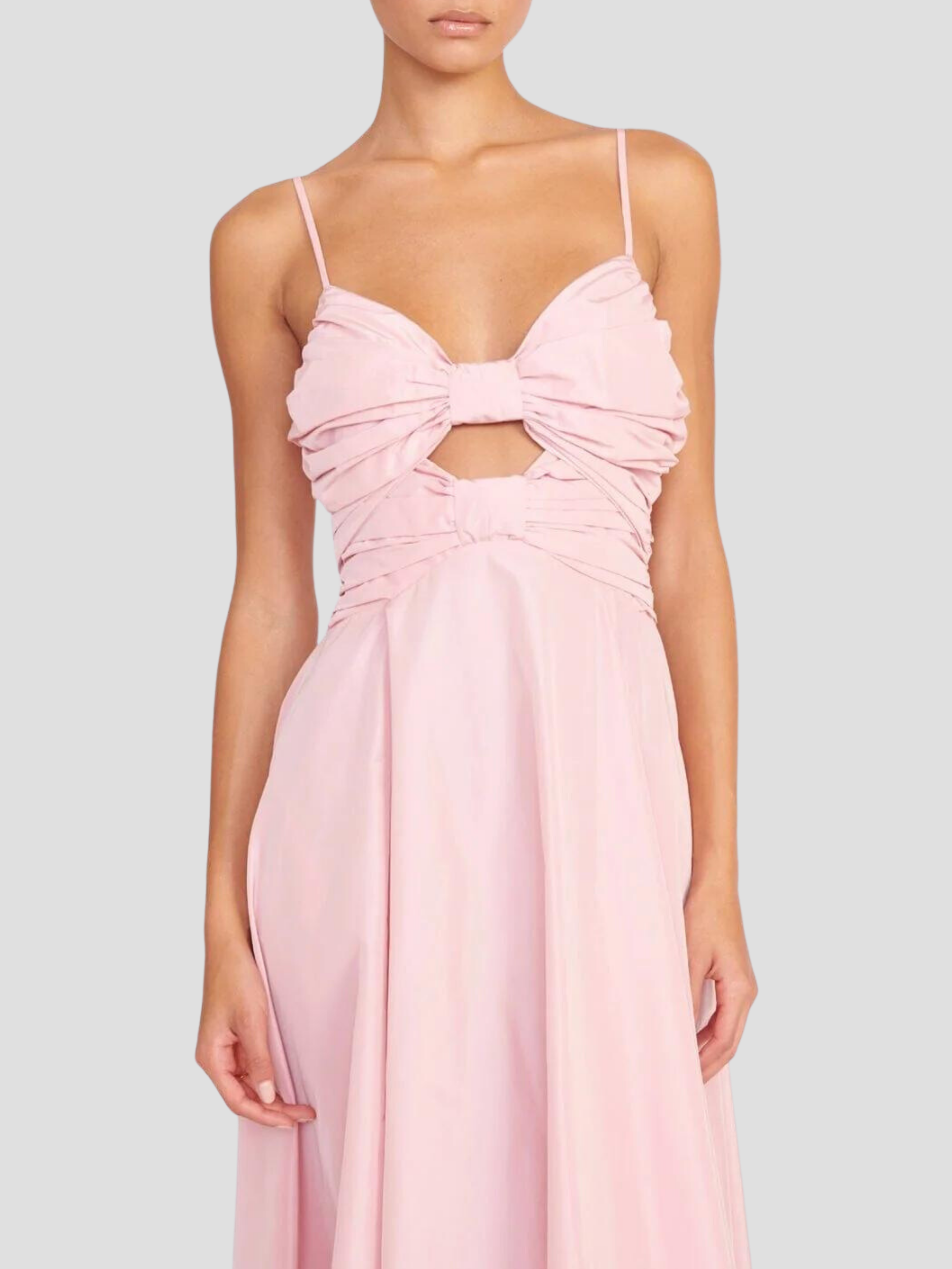 Dayanara Pink Bow-Front Midi Dress,Staud,- Fivestory New York