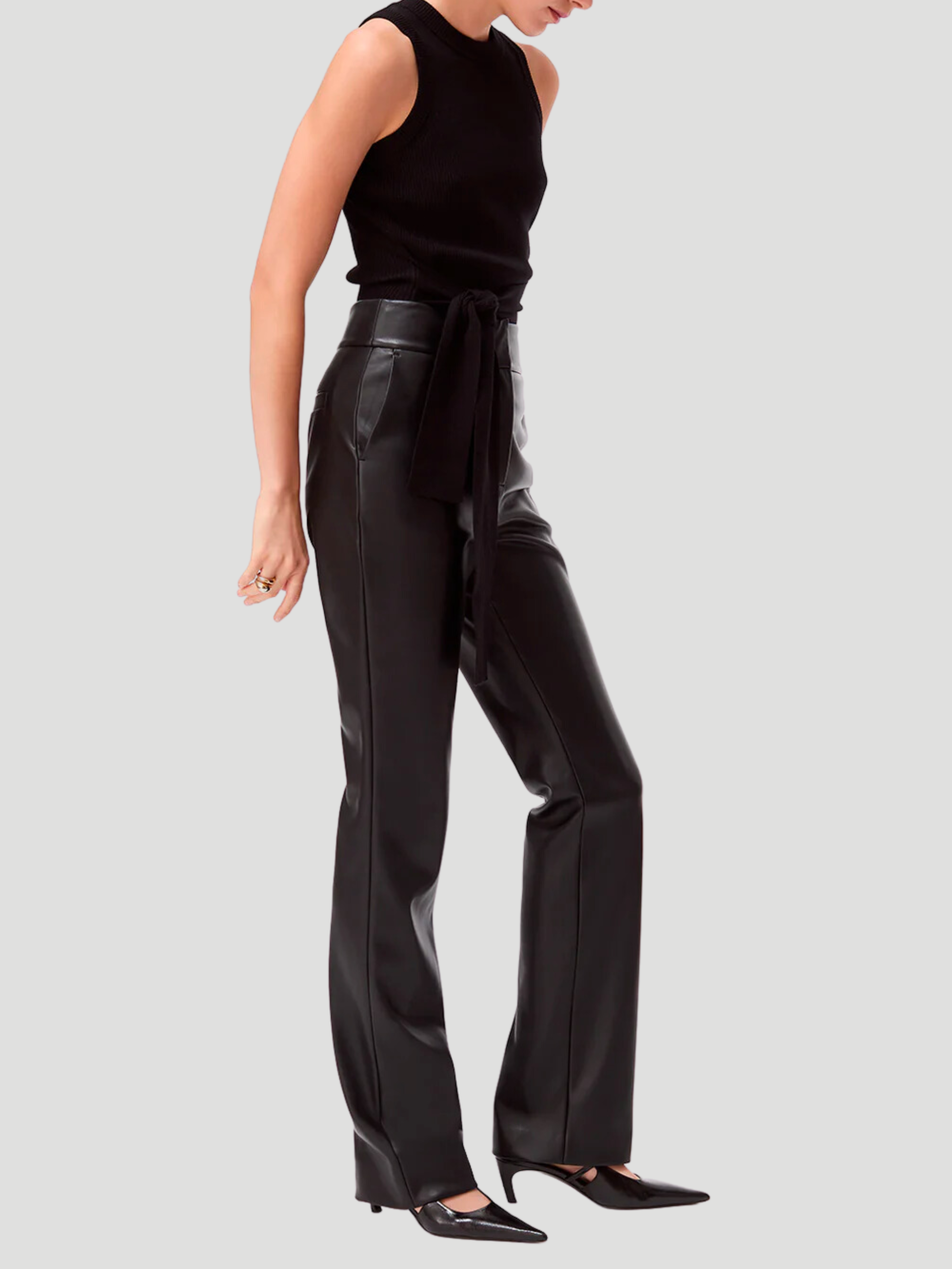 Iris Straight Leg Faux-Leather Pant,TOCCIN,- Fivestory New York