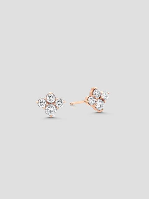 Dujour 4 Diamond Cluster Rose Gold White Diamond Stud Earrings,Sara Weinstock,- Fivestory New York