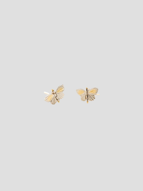 Tiny Baby Asterope Hinge Studs 18k White Gold with 18k Yellow Gold Inlay,James Banks,- Fivestory New York