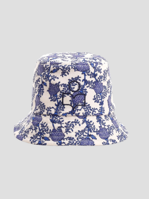 Haley Blue Floral Cotton Bucket Hat,Isabel Marant,- Fivestory New York