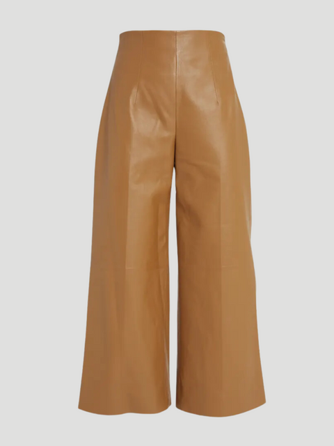 High-Waist Nappa Leather Trouser in Brown,Marni,- Fivestory New York