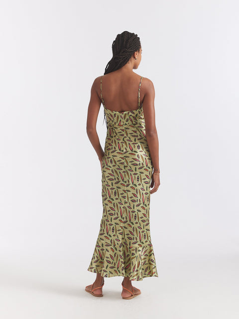 Mimi-B Green Slip Maxi Dress,SALONI,- Fivestory New York