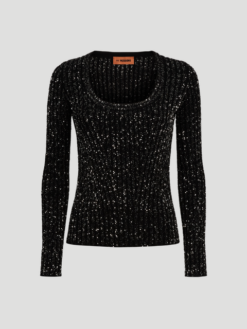 Sequin-Embellished Ribbed-Knit Sweater,MISSONI,- Fivestory New York