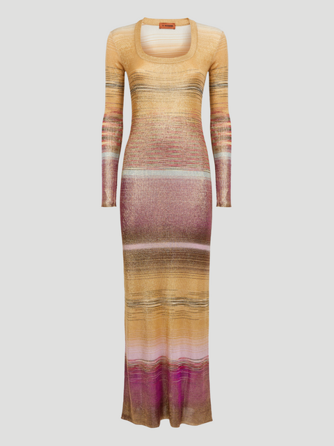 Metallic Degrade-Stripe Knit Midi Dress,MISSONI,- Fivestory New York