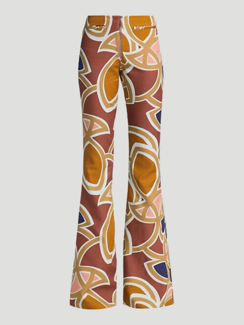 Daru Fit and Flare Pants in Abstract Maroon,Alexis,- Fivestory New York