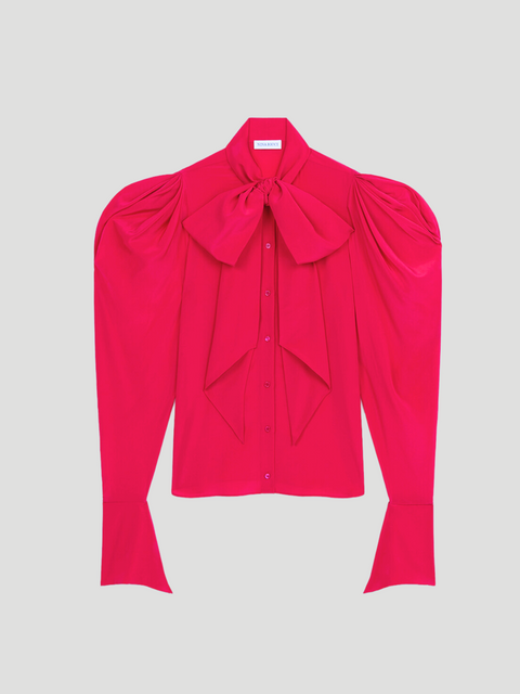 Crepe De Chine Shirt With Neck-Tie And Puff Gathered Sleeves,Nina Ricci,- Fivestory New York
