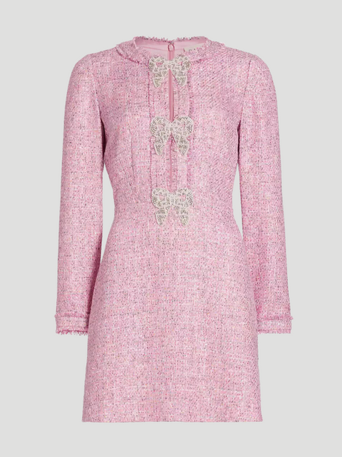 Camille Bow-Embellished Tweed Midi Dress,Saloni,- Fivestory New York