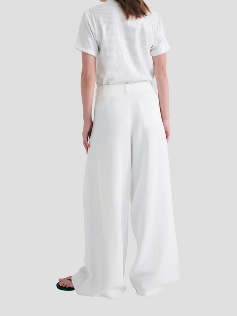 White Coated Viscose Linded Didi Wide Leg Pant,Twp,- Fivestory New York