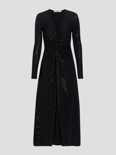 Twist Front Midi Dress in Black,Prabal Gurung,- Fivestory New York