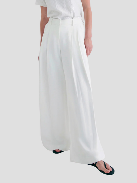 White Coated Viscose Linded Didi Wide Leg Pant,Twp,- Fivestory New York