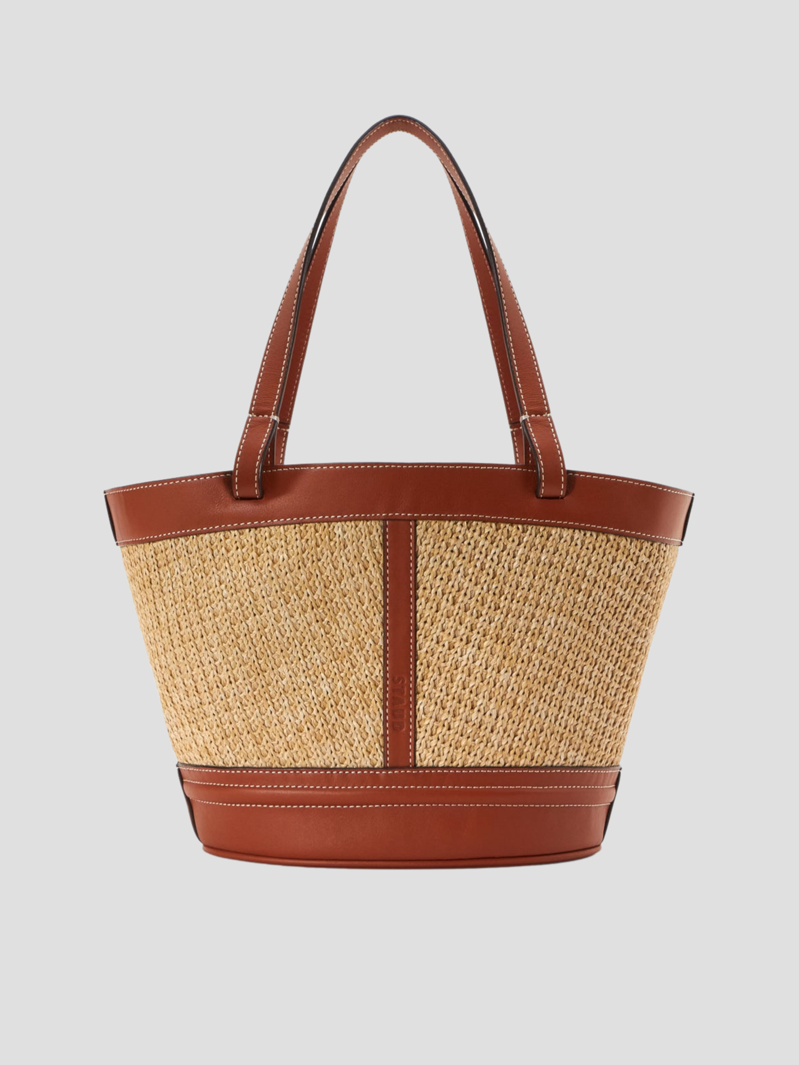 Quilted Straw Tote in Tan