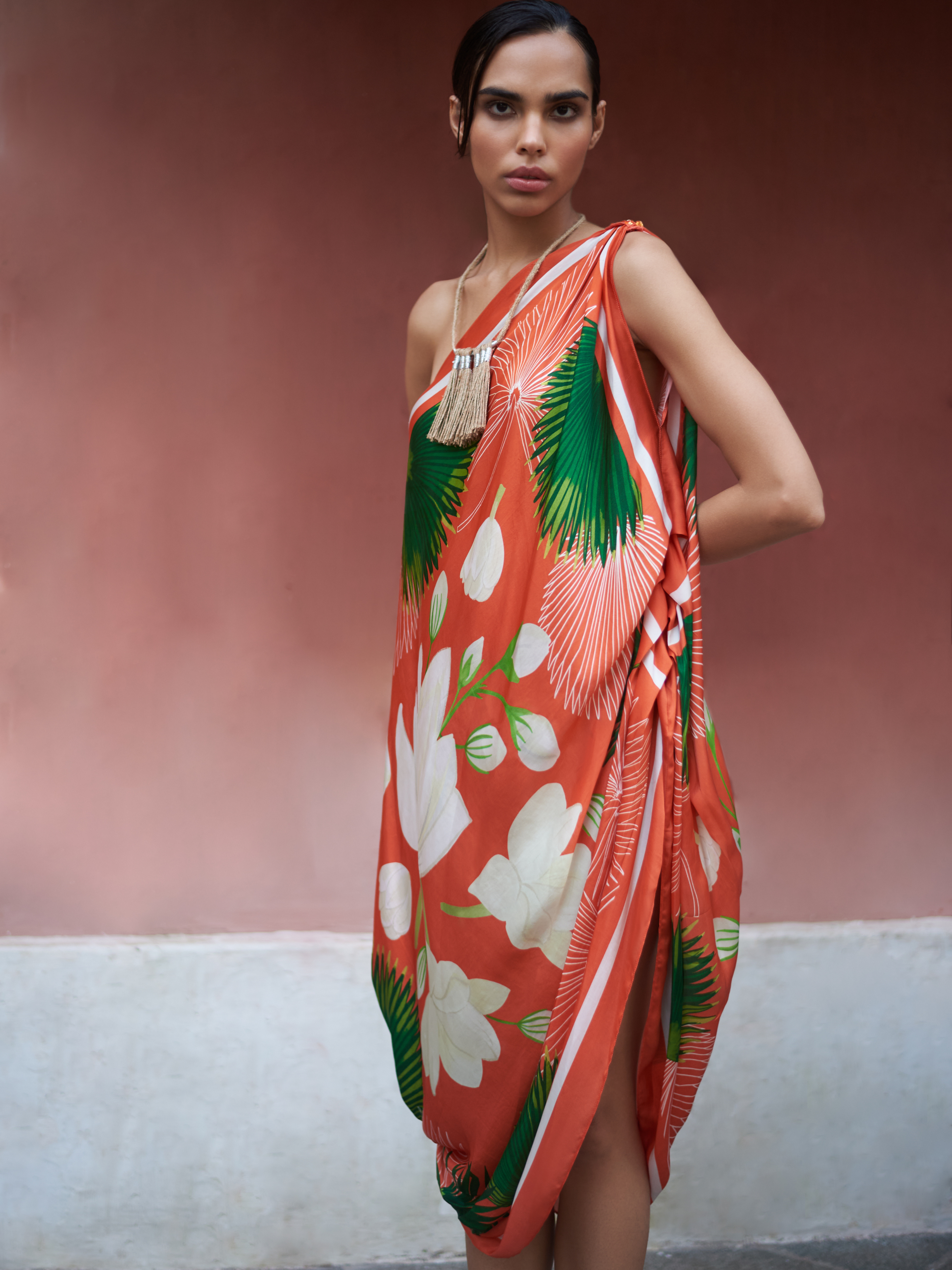 Red 2024 belted dress