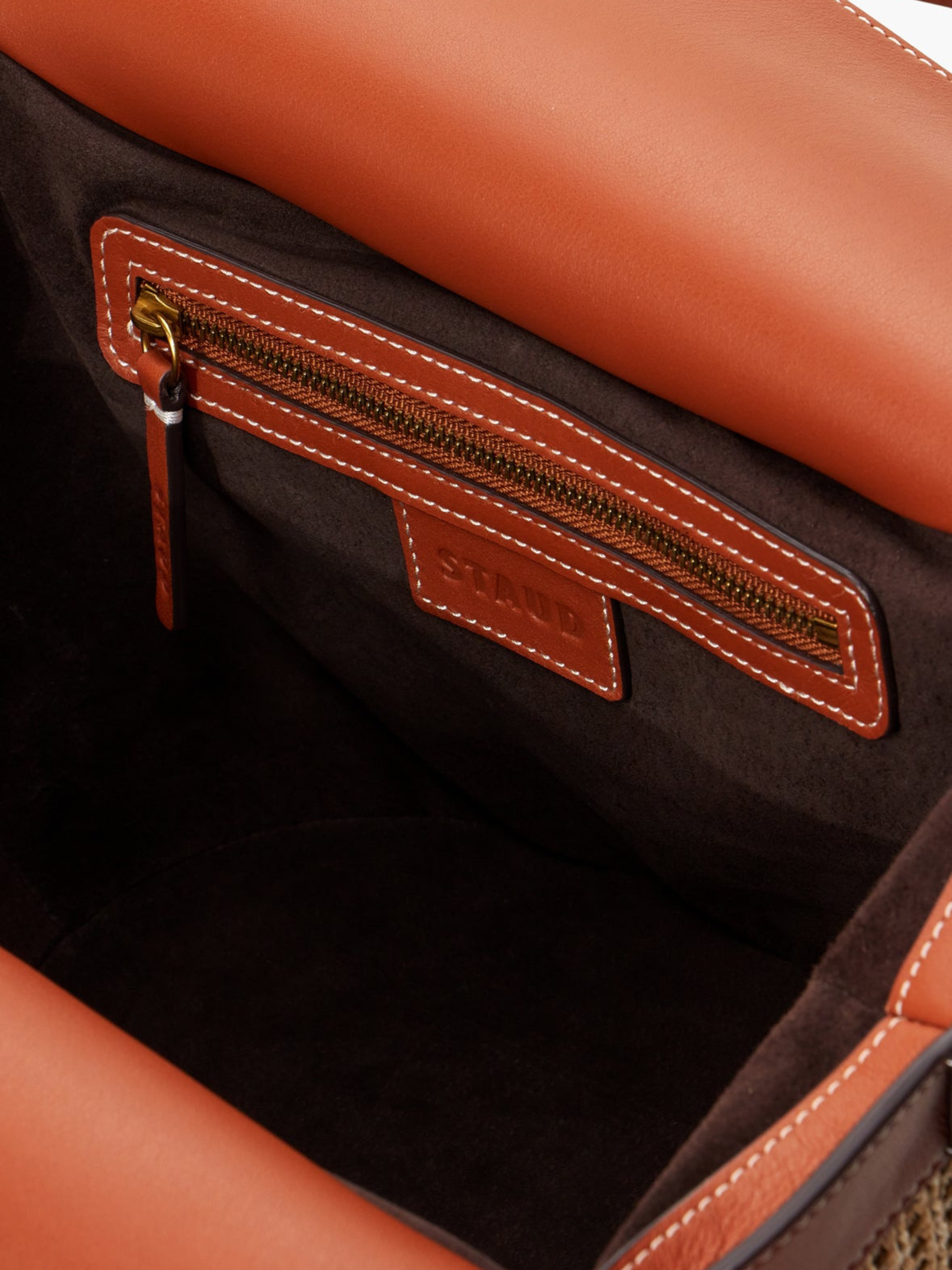 Loewe Orange And Beige Gate Leather And Raffia Mini Shoulder Bag
