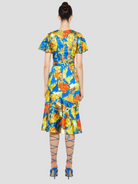 Victoria Floral Flutter Sleeve Pleated Midi Dress in Yellow,Prabal Gurung,- Fivestory New York