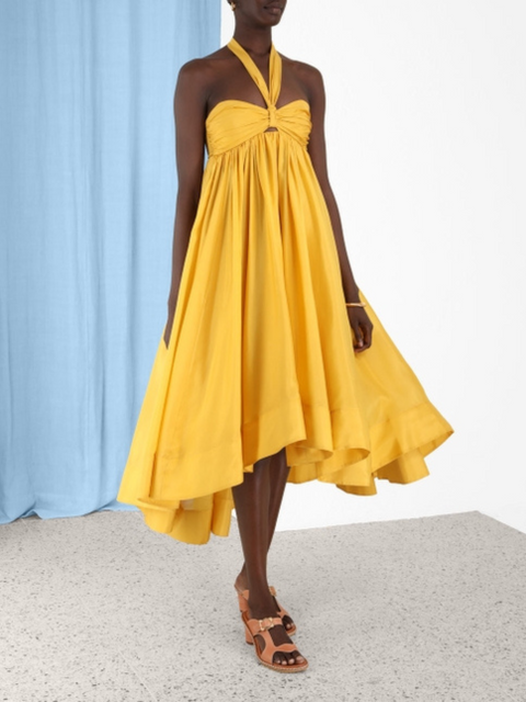 Devi Halter Max Dress in Yellow,Zimmermann,- Fivestory New York