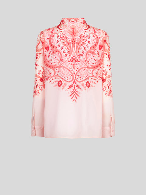 Paisley Silk Button Up in Pink/Red,Etro,- Fivestory New York