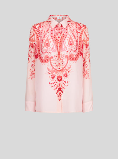 Paisley Silk Button Up in Pink/Red,Etro,- Fivestory New York