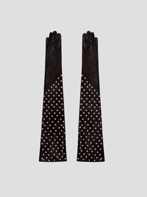 Nylon Runway Gloves with Pearls,Seymoure Gloves,- Fivestory New York