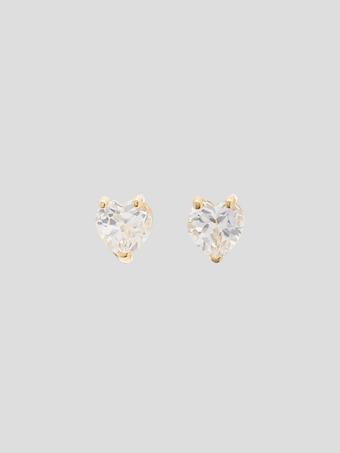 White Topaz Heart Stud Earrings,Katey Walker,- Fivestory New York