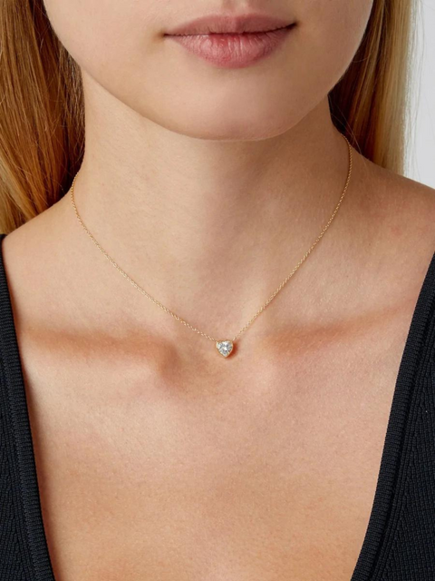 White Topaz Small Heart Necklace with Diamond Lariat,Katey Walker,- Fivestory New York