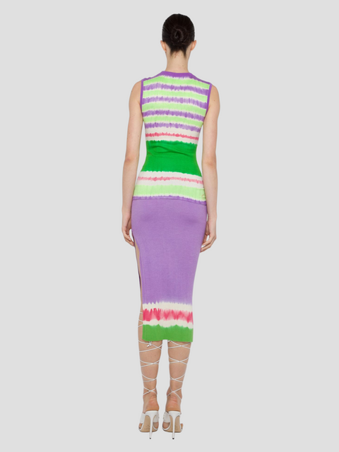 Knitted Tie-Dye Split Midi Skirt in Lavender,Prabal Gurung,- Fivestory New York