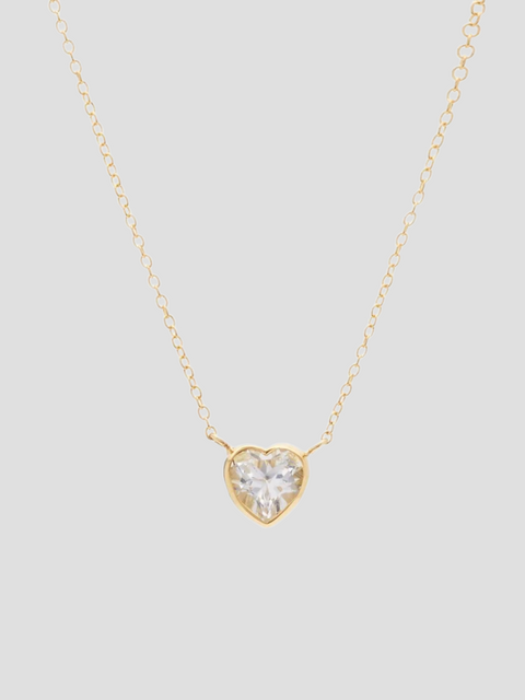 White Topaz Small Heart Necklace with Diamond Lariat,Katey Walker,- Fivestory New York
