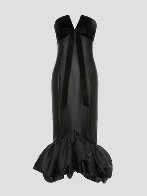 Candra Douchesse Satin Gown with Rouched Hem,Huishan Zhang,- Fivestory New York