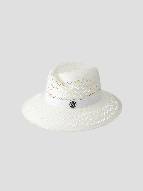 Virginie White Straw Hat with Spongy Ribbon,Maison Michel,- Fivestory New York