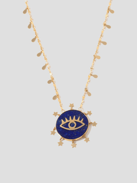 18K Gold with Lapis Lazuli And Gold Drops Necklace,Ju Bochner,- Fivestory New York