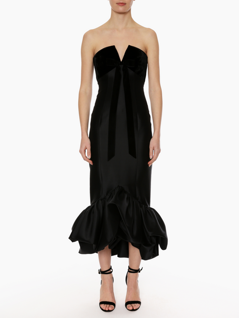 Candra Douchesse Satin Gown with Rouched Hem,Huishan Zhang,- Fivestory New York