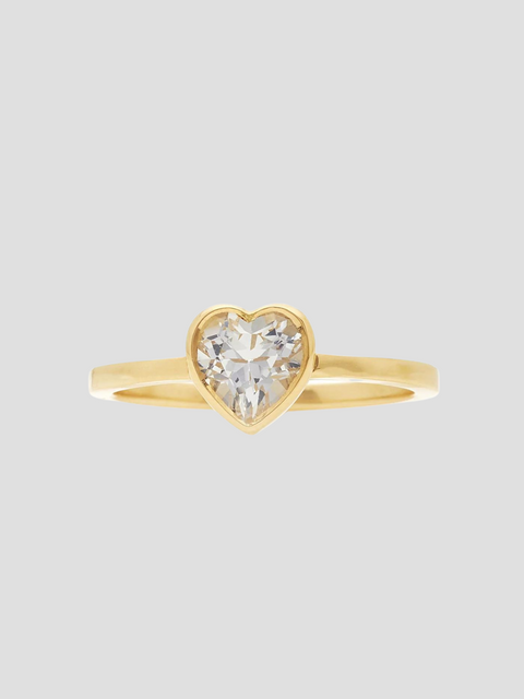 White Topaz 18K Yellow Gold Tiny Heart Ring,Katey Walker,- Fivestory New York