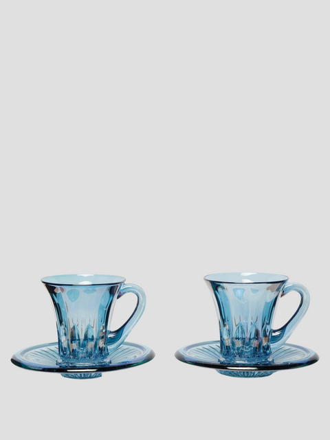 Blue Transparent Glass Tea Cup And Plate Set,Luisa Beccaria,- Fivestory New York