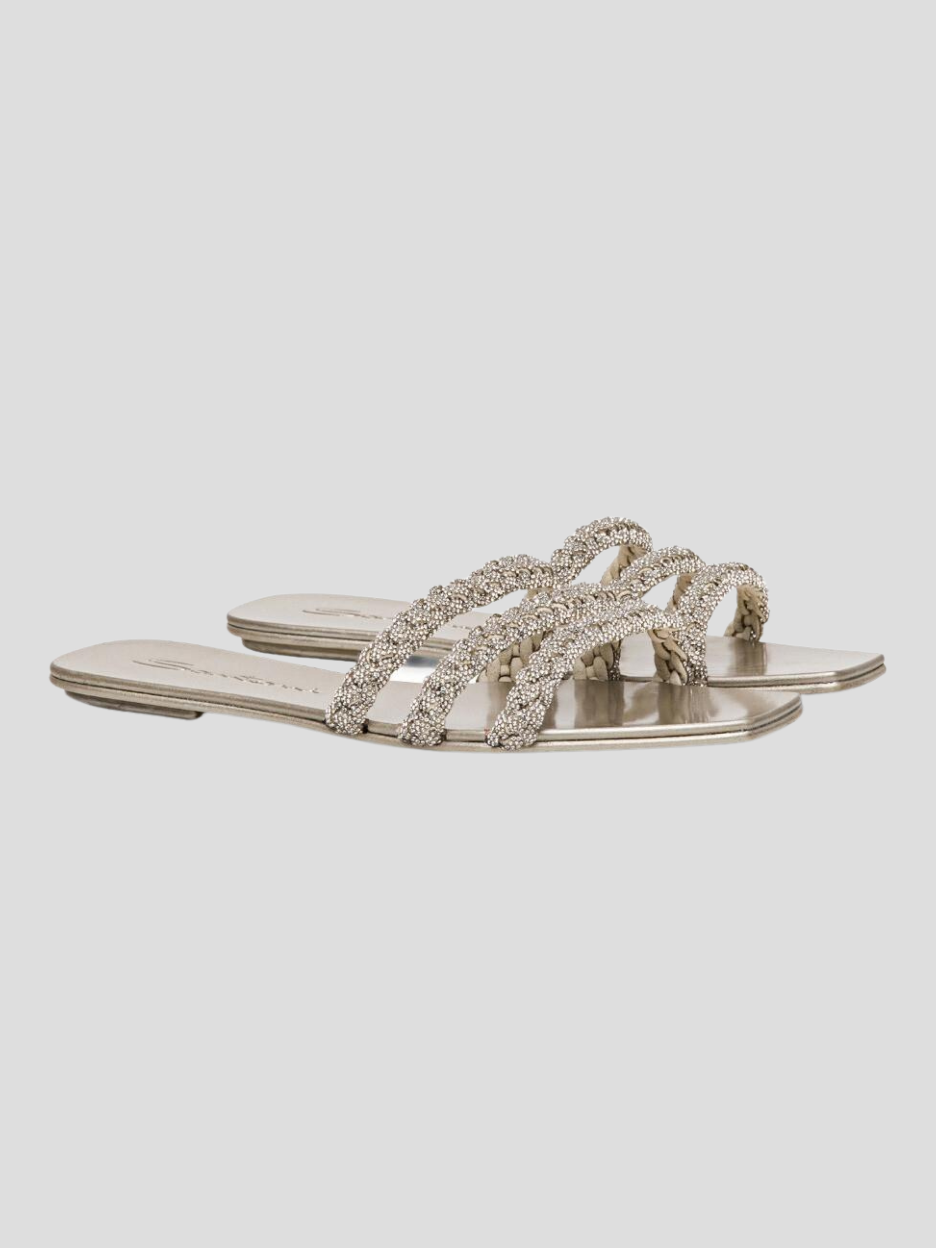 Foster Silver Crystal Strap Sandals,Santoni,- Fivestory New York