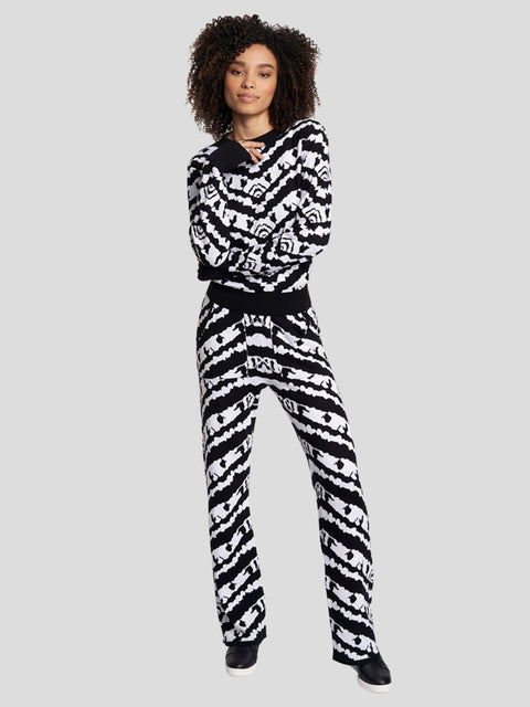 White/Black Sweater Double Knit Jacqard Pullover,Yesand,- Fivestory New York