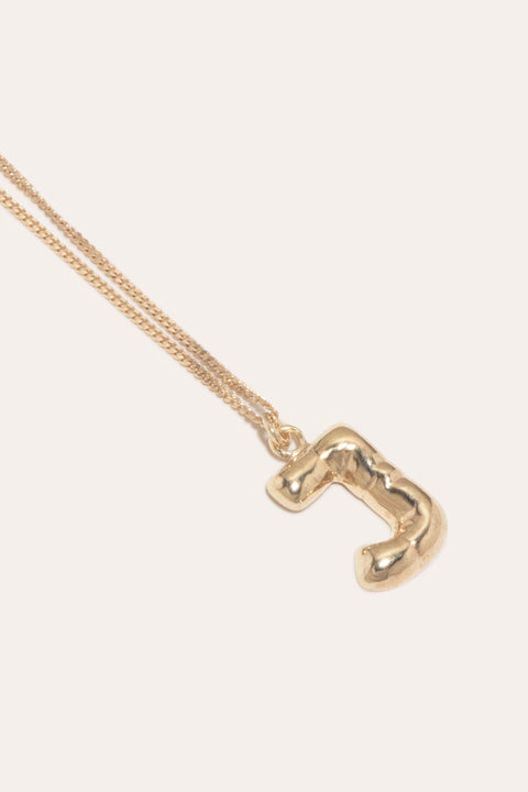 Gold Plated J Pendant with Chain,Completedworks,- Fivestory New York