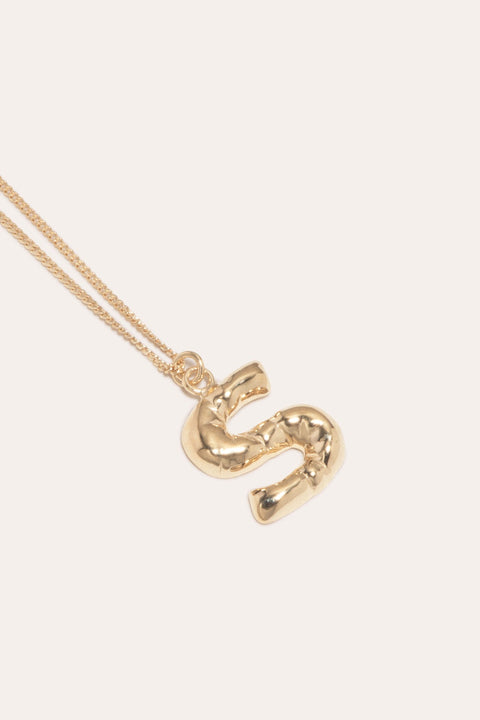 Gold Plated S Pendant with Chain,Completedworks,- Fivestory New York