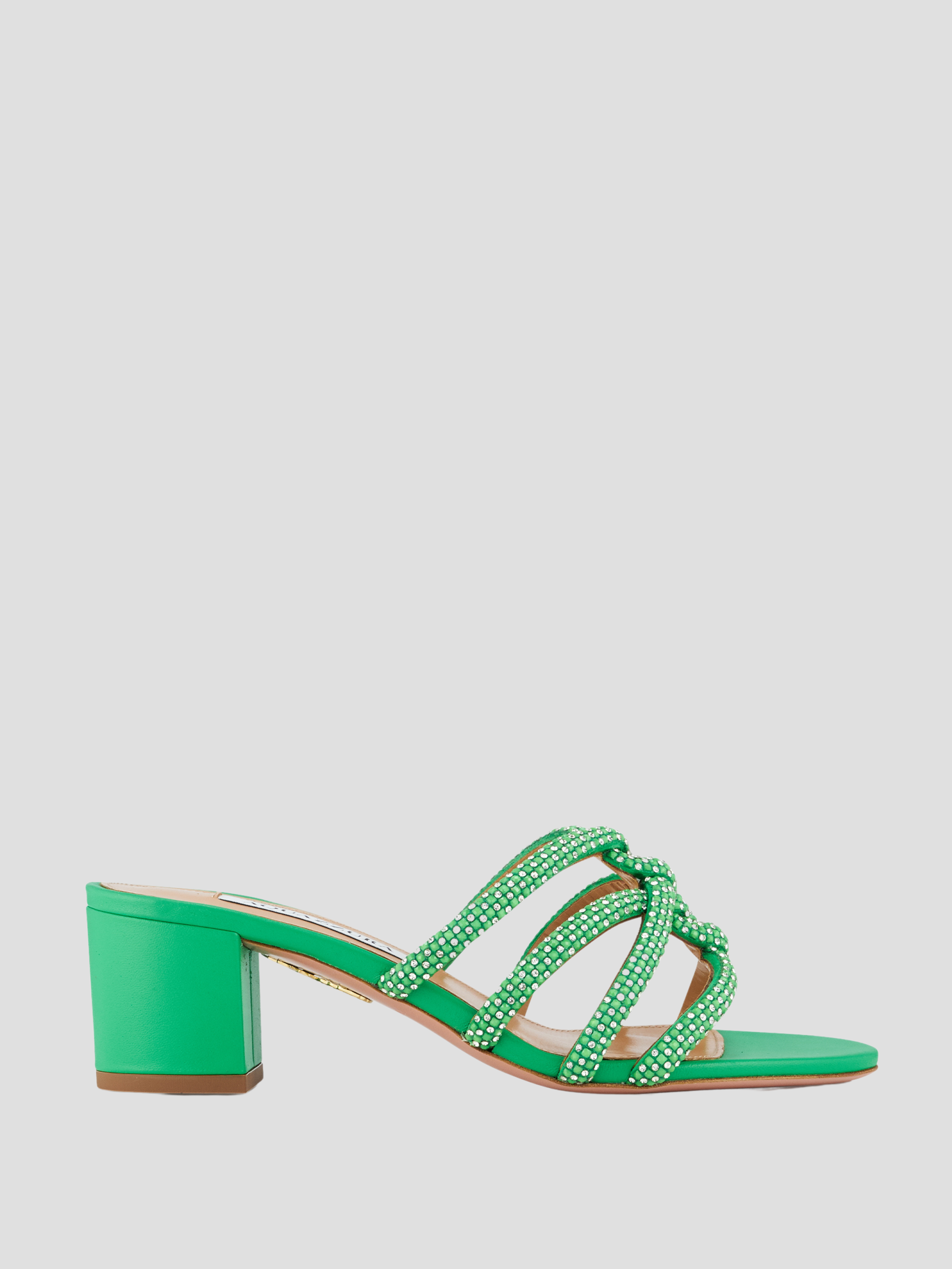 Moondust 50mm Crystal-Embellished Leather Sandal in Green,Aquazzura,- Fivestory New York