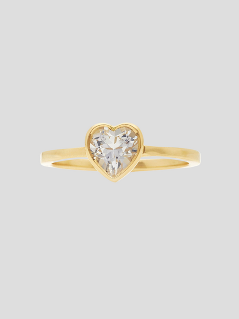 White Topaz Heart Bezel Ring,Katey Walker,- Fivestory New York