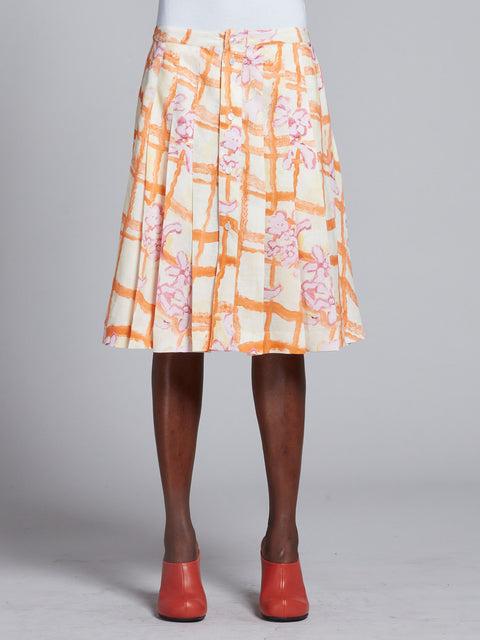 Pleated Open Front Skirt in Pink,Marni,- Fivestory New York