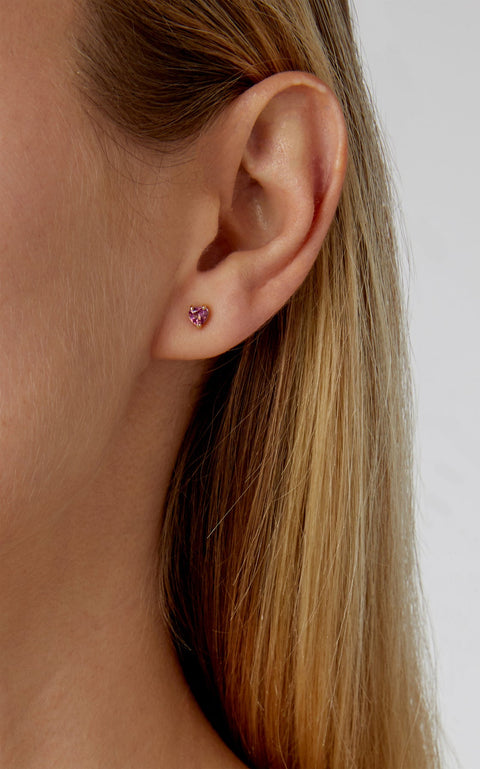 Pink Topaz Heart Stud Earrings,Katey Walker,- Fivestory New York