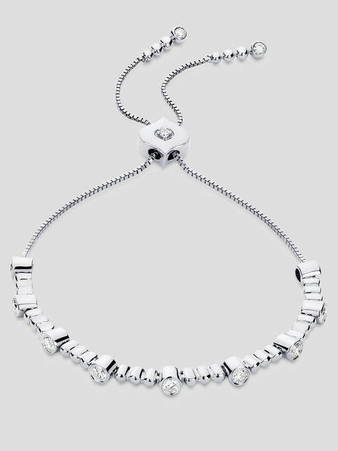 18k White Gold Isadora Bezel Diamond Bolo Bracelet,Sara Weinstock,- Fivestory New York