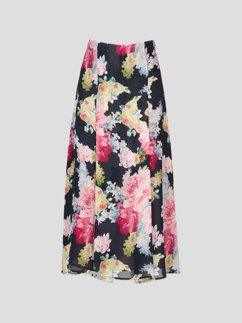 Floral Midi Skirt,Luisa Beccaria,- Fivestory New York